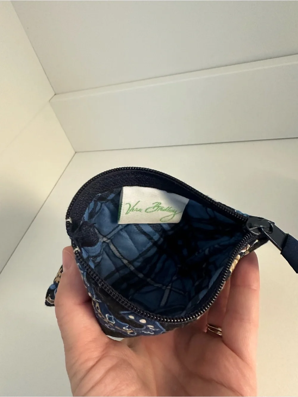 Vera Bradley Midnight Paisley Quilted Coin Purse Zip Wallet Card Holder Pouch